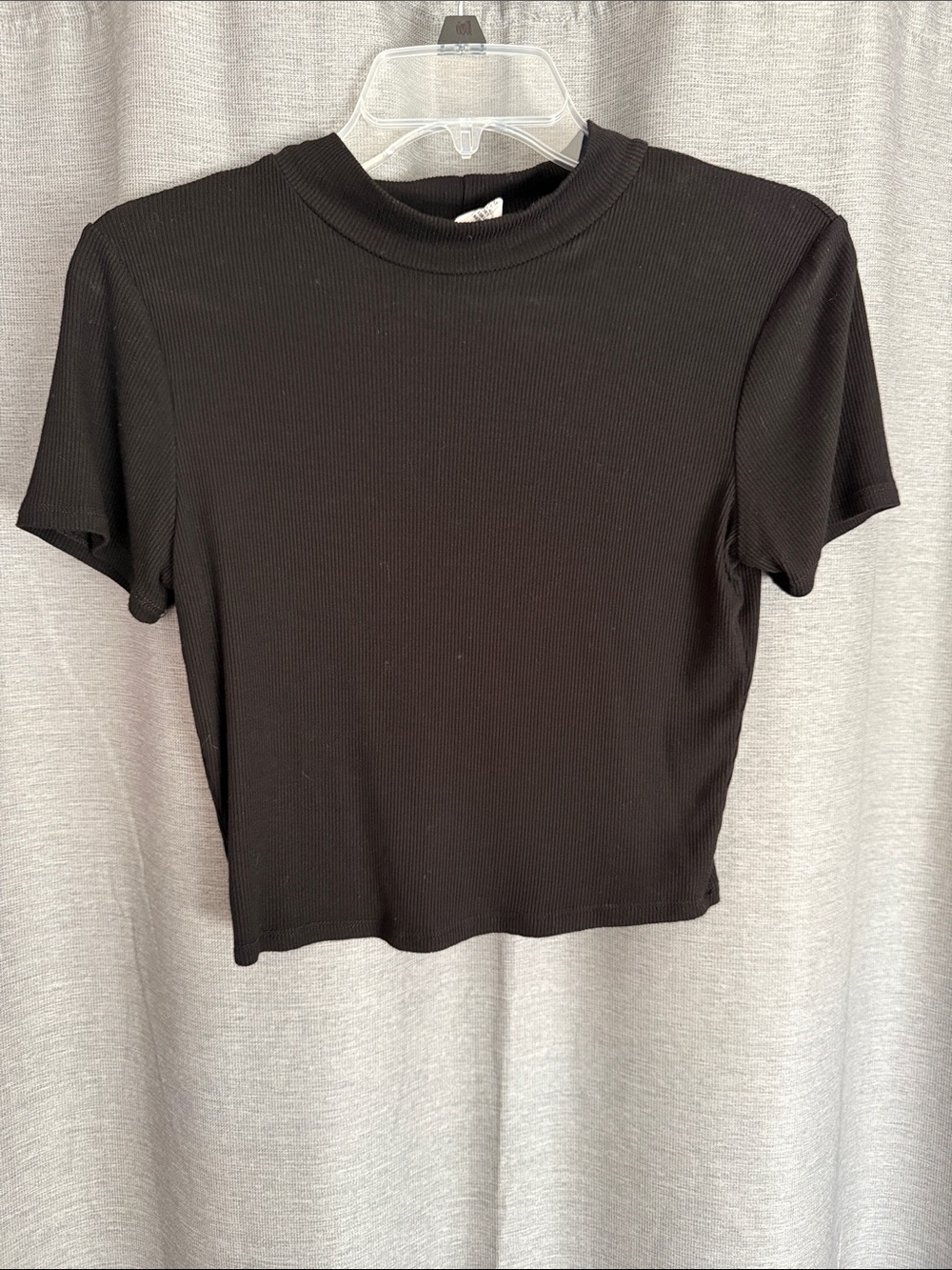 Destined Black Ribbed Short-Sleeve Crop Top